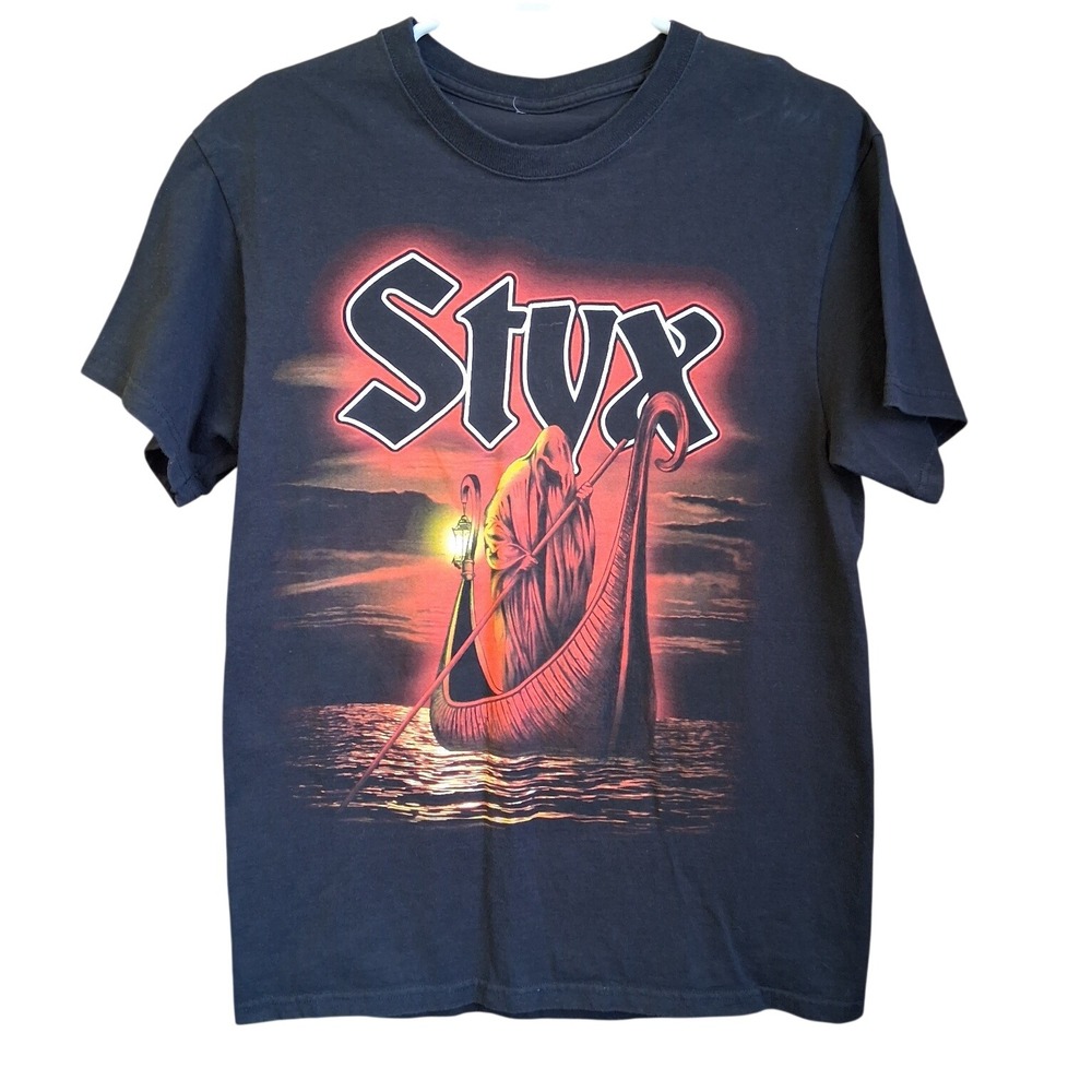 STYX Grim Reaper Ferryman Tour T Shirt Mens ‎ Black Vintage  Medium Cut Tag EUC